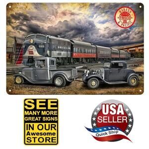 Tin Sign • Wabash Frisco & Pacific • Hot Rod Coupe • Ford T Pickup •Locomotive